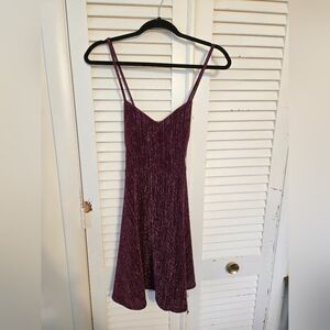 Charlotte Russe Red Mini Metallic Spaghetti Strap Dress Size M